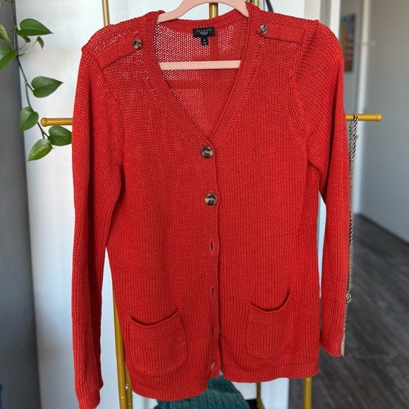 Like New Talbots Reddish Orange Women's Cardigan Sweater 100% cotton 🌱 - Picture 2 of 6